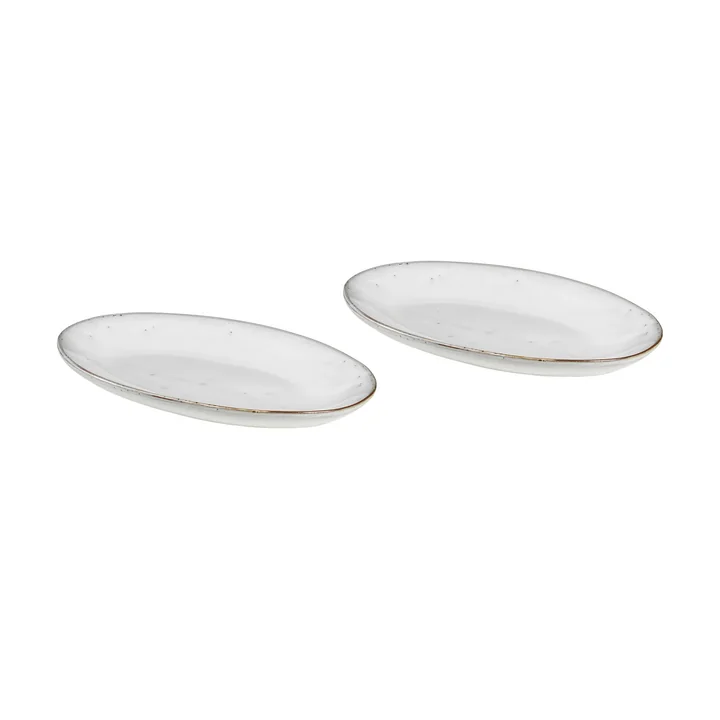 Broste Copenhagen - Nordic Sand Servierplatte oval S, 22 x 13,6 cm (2er-Set)