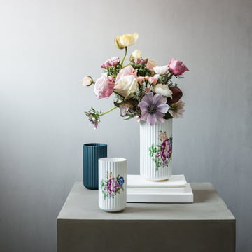 Lyngbyvase mit Blumendekor von Lyngby Porcelæn