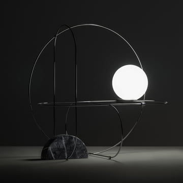 Setareh LED Tischleuchte von FontanaArte in Chrom / schwarz