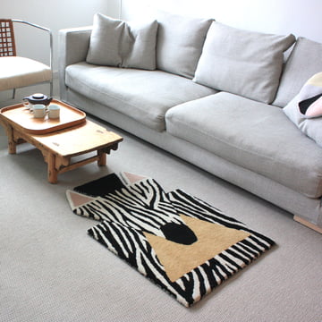 Tierteppich Zebra 100 x 70 cm von EO Denmark in schwarz / weiß / beige