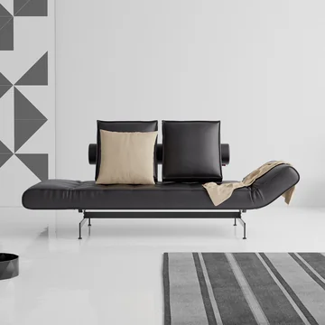 Innovation Living - Ghia Laser Schlafsofa, 210 x 93 cm, Leder schwarz (Mix 550 Faunal)
