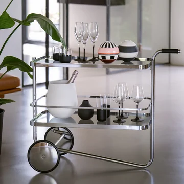 Thonet - S 179 Servierwagen, Chrom / grau
