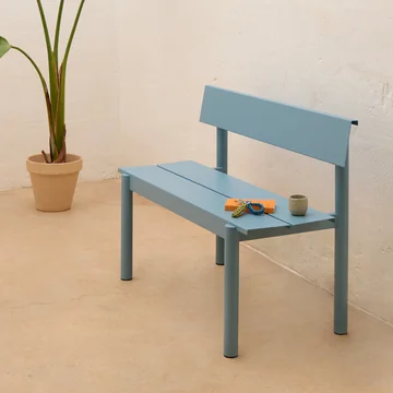 Muuto - Linear Steel Bank mit Rückenlehne, 110 cm, hellblau