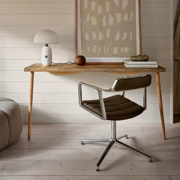 Vipp - 452 Swivel Stuhl, Aluminium, bosco grün, auf Gleitern