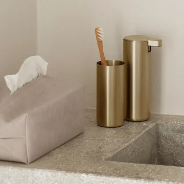 Blomus - Modo Seifenspender und Zahnputzbecher, Messing