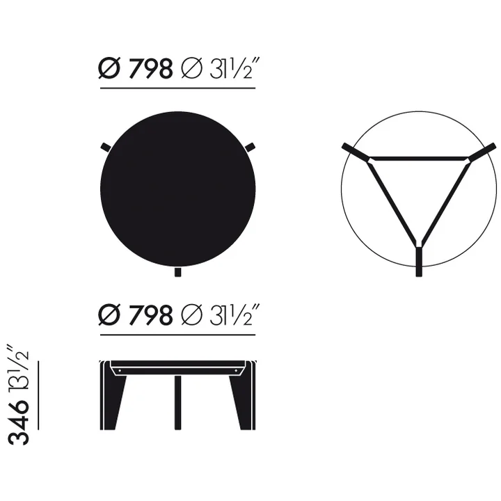 Vitra - Guéridon Bas Couchtisch - Maße