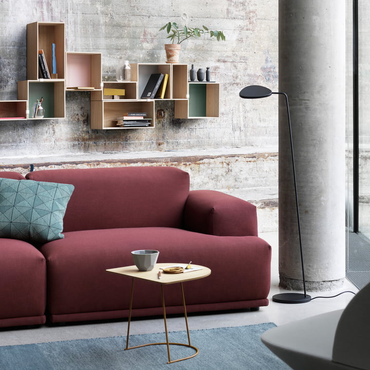 Das Tiles Cushion, die Shades Bowl, die Leaf Leuchte und der Airy Coffee Table von Muuto