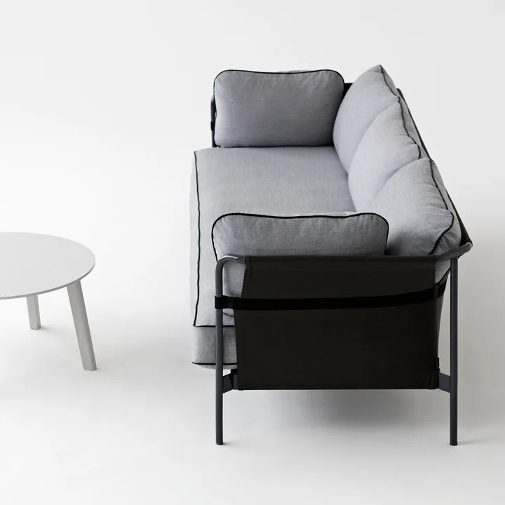 Can Sofa, 3-Sitzer in schwarz / Canvas schwarz / Canvas grau von HAY 