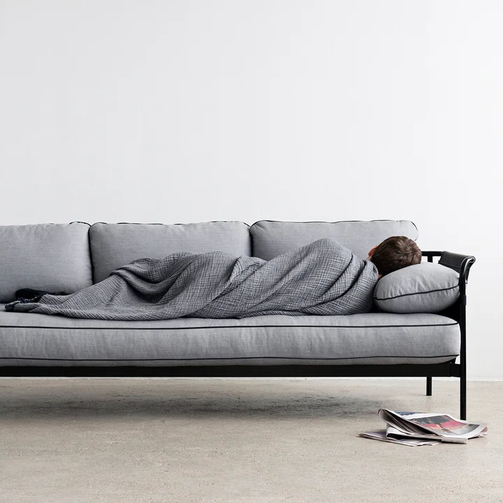 HAY - Can Sofa, 3-Sitzer, schwarz / Canvas schwarz / Canvas grau