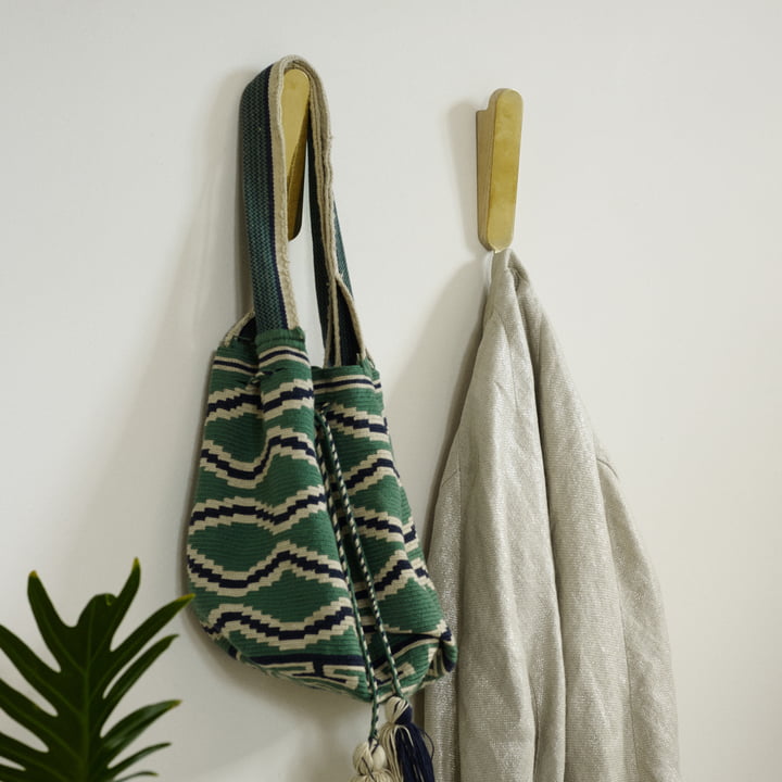 Die Skagerak - Reflect Wandhaken Single und Double in Eiche / Messing als Garderobe