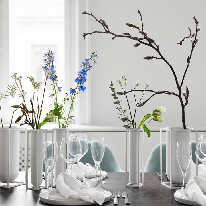 Kubus Vase Flora von Audo in weiß