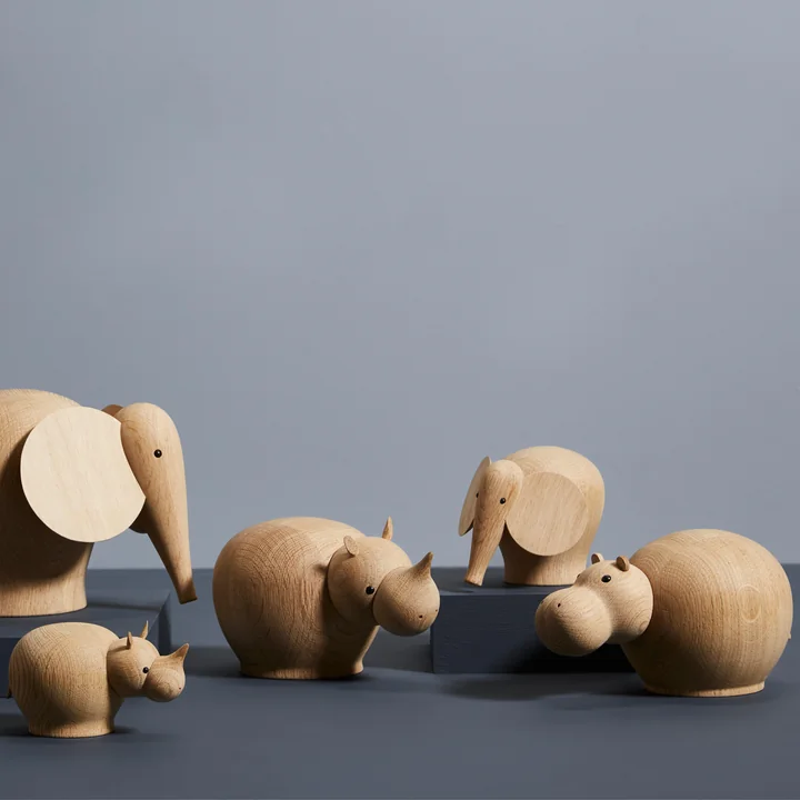 Hibo Nilpferd, Rina Nashorn und Nunu Elefant von Woud