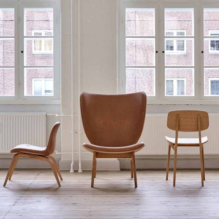 Elephant Lounge Sessel von Norr11 in Eiche gebeizt / Leder anthrazit