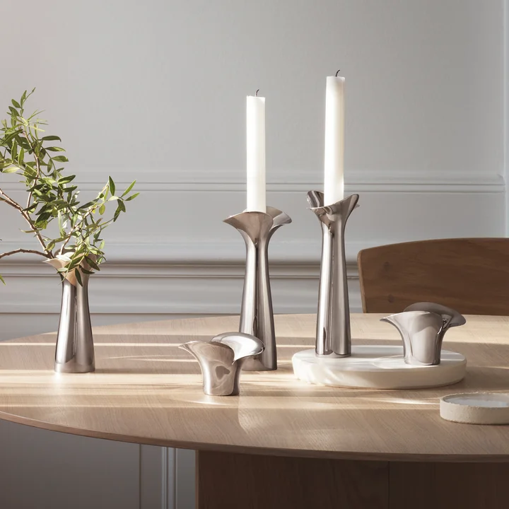 Bloom Botanica Kerzenhalter und Teelichthalter Edelstahl von Georg Jensen 