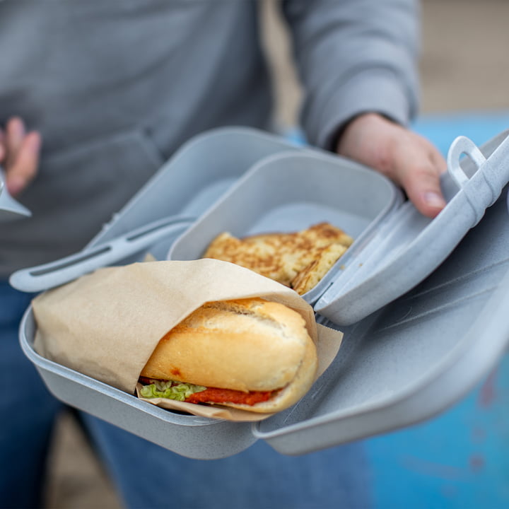 Pascal Ready Lunchbox-Set mit Klikk Besteck von Koziol in organic blue