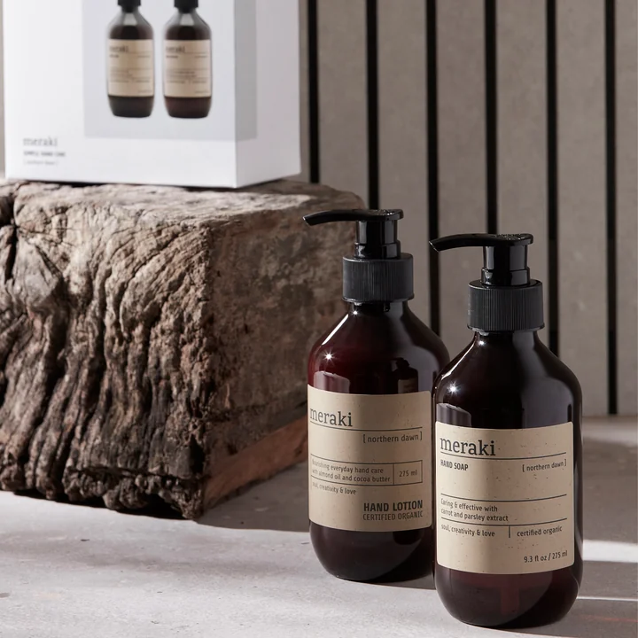 Die Handseife und Handlotion Northern Dawn aus der Geschenk-Box von Meraki