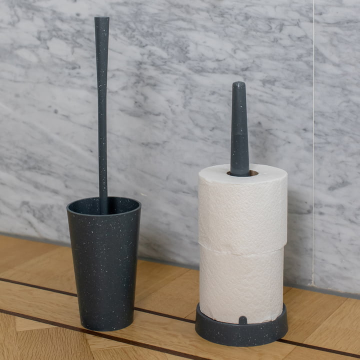 Rio Ersatzrollenhalter und Toilettenbürste (Recycelt) von Koziol in nature grey