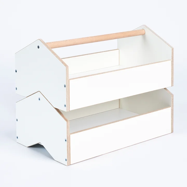 kiste Aufbewahrungsbox von Tojo weiß / Buche