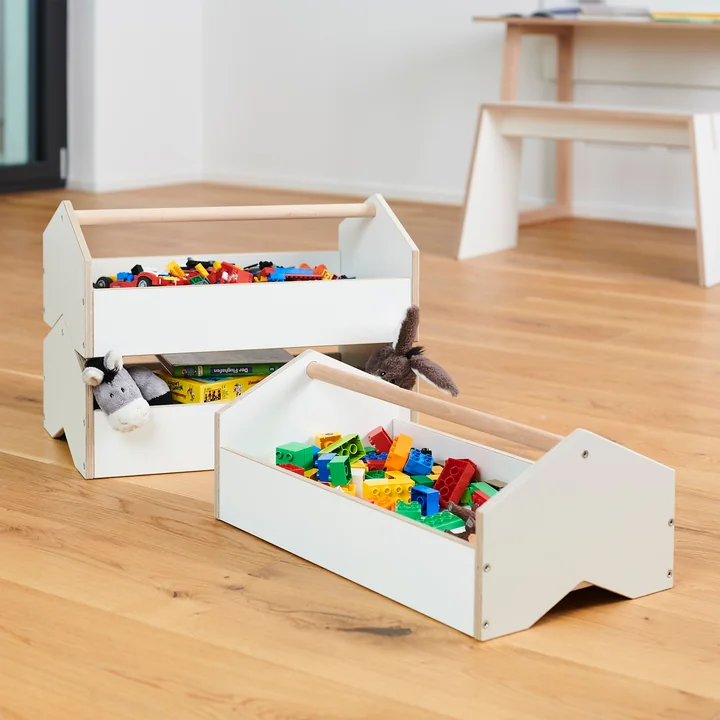 kiste Aufbewahrungsbox von Tojo in weiß / Buche