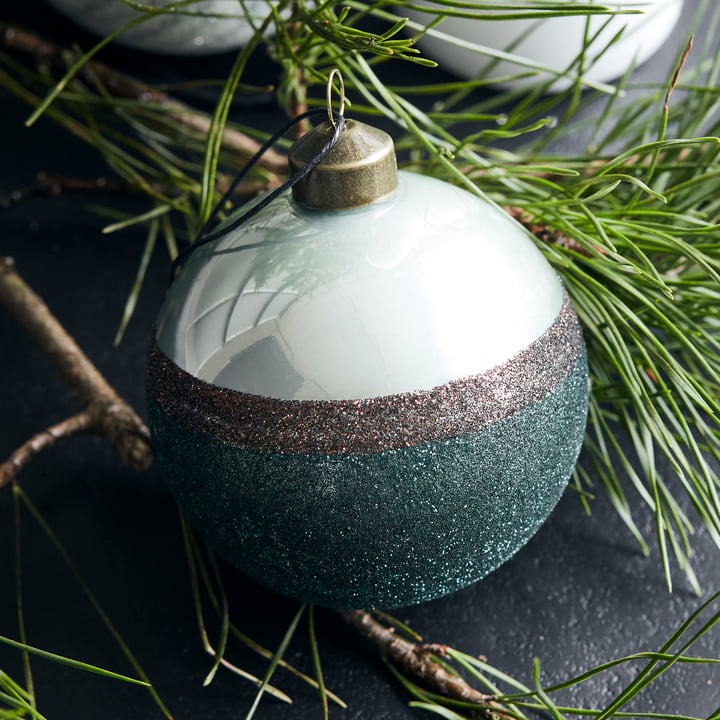 Stripe Christbaumkugel von House Doctor in der Farbe grün