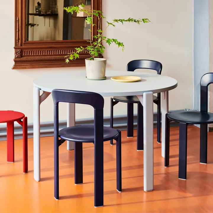 Rey Esstisch, Ø 128,5 cm, slate blue / Laminat hellgrau von HAY