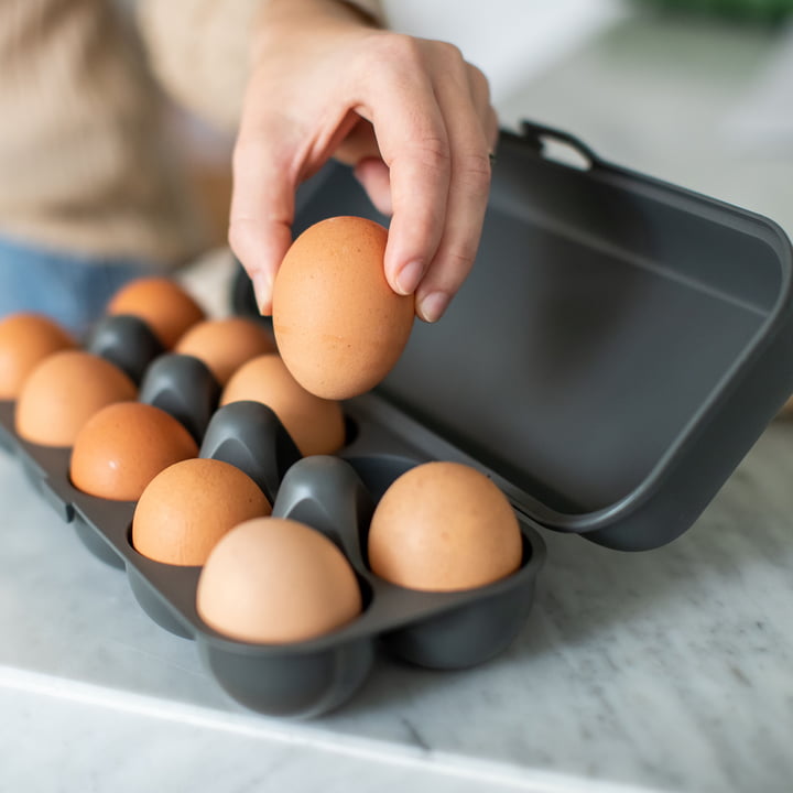 Eggs to go Mehrweg Eierbehälter, nature ash grey von Koziol