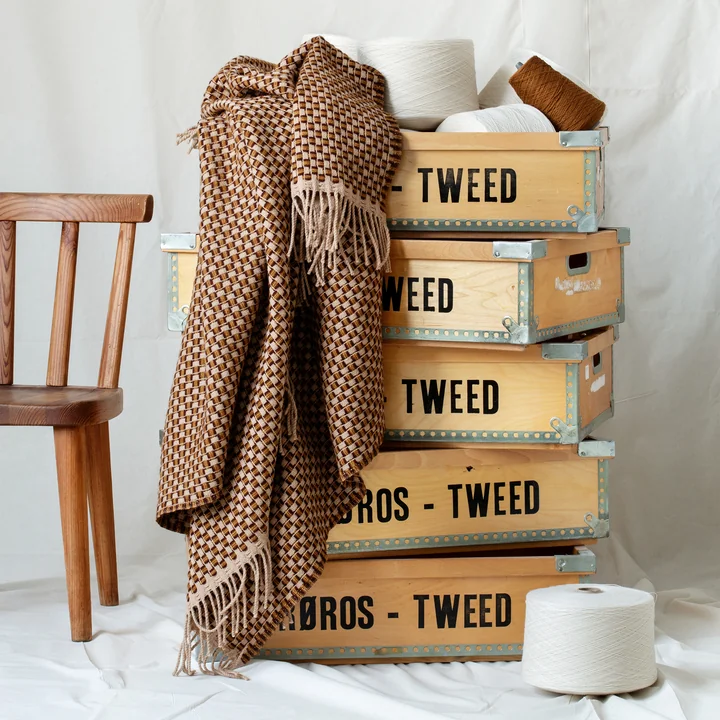 Isak Wolldecke, 150 x 210 cm, braun / beige von Røros Tweed