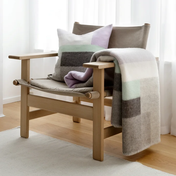 Mikkel Wolldecke, 135 x 200 cm, grau von Røros Tweed