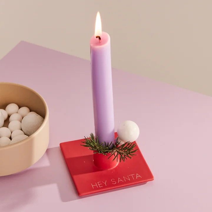 Tell your Christmas Story Kerzenhalter, Hey Santa / rot von Design Letters