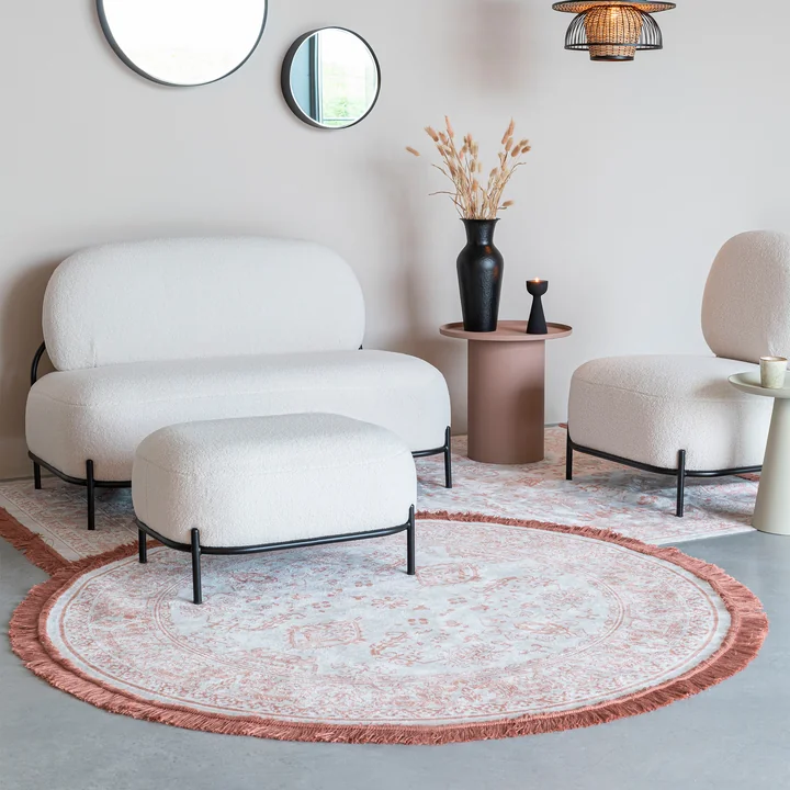 Jass Teppich rund von Livingstone in der Ausführung rosa / grau