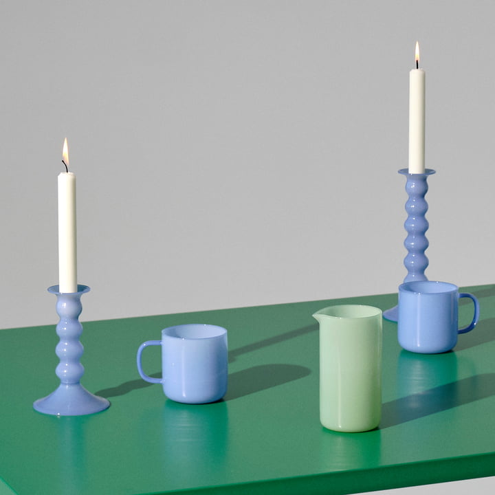Wavy Kerzenhalter, jade hellblau von HAY