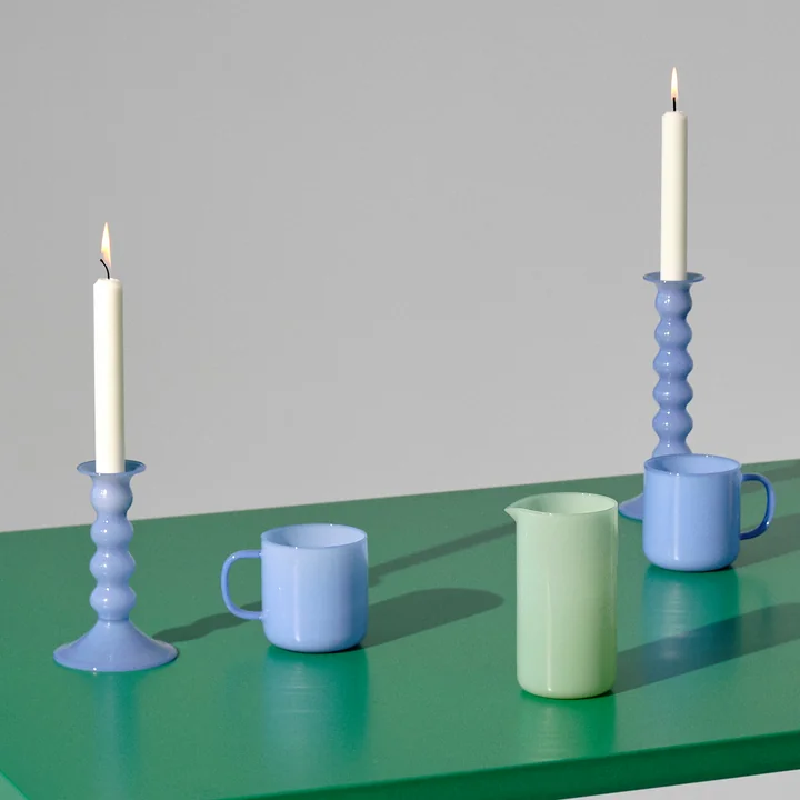 Wavy Kerzenhalter, jade hellblau von HAY