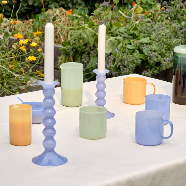 Wavy Kerzenhalter, jade hellblau von HAY
