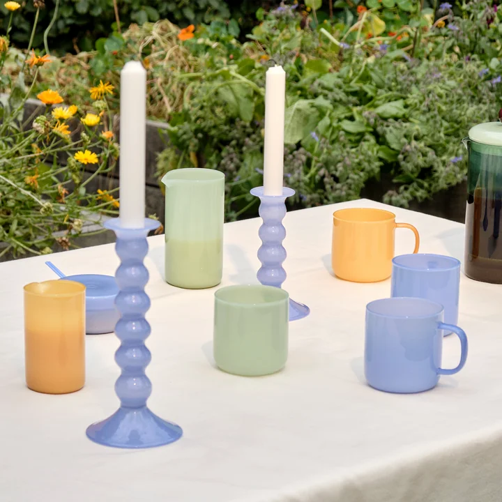 Wavy Kerzenhalter, jade hellblau von HAY