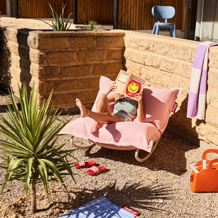 Fatboy - Aktionsset: Rock 'n' Roll Lounge Chair, hellgrau + Original Outdoor Sitzsack, blossom