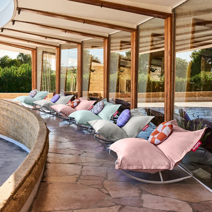 Fatboy - Aktionsset: Rock 'n' Roll Lounge Chair, hellgrau + Original Outdoor Sitzsack, blossom