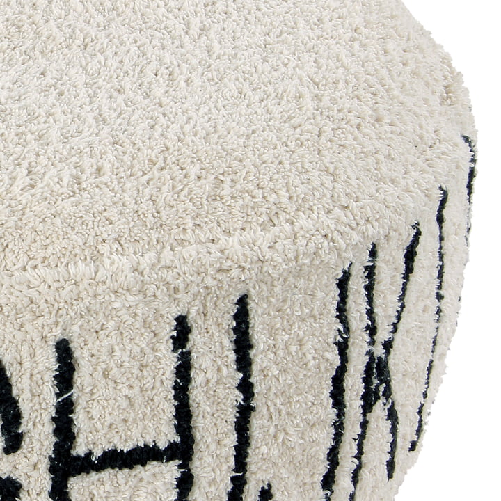 ABC Pouf, Ø 70 cm, natur / schwarz von Lorena Canals