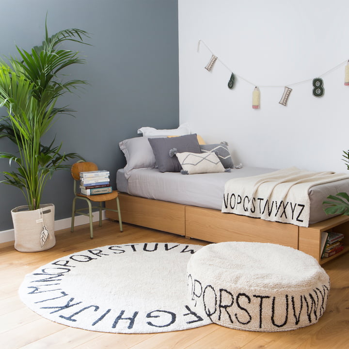 ABC Pouf, Ø 70 cm, natur / schwarz von Lorena Canals
