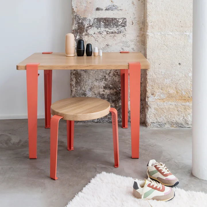 MINI LOU Kinderhocker Eiche, flamingorosa von TipTop
