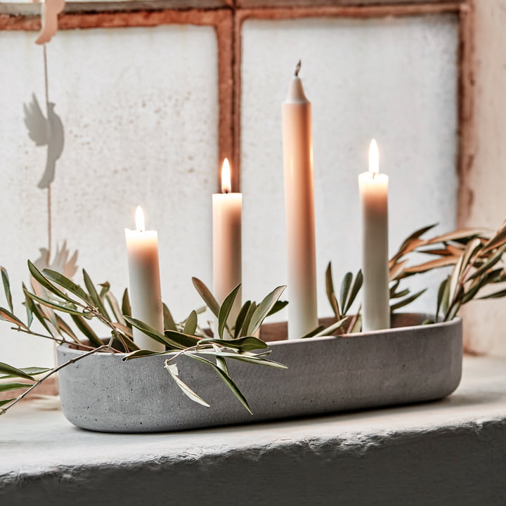 Marb Kerzenständer von House Doctor in der Farbe grau