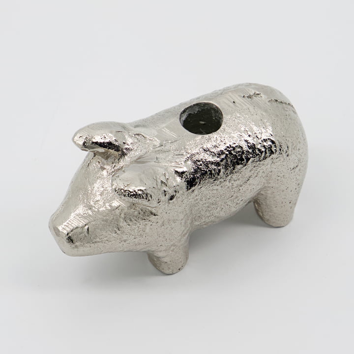 Pig Kerzenständer von House Doctor in der Ausführung antik-silber