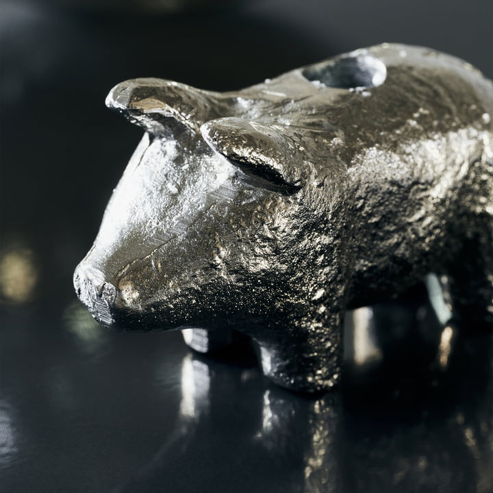 Pig Kerzenständer von House Doctor in der Ausführung antik-silber