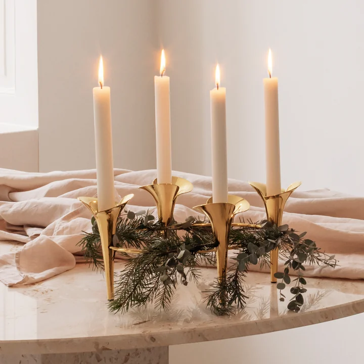 Bloom Botanica Kerzenhalter, gold von Georg Jensen