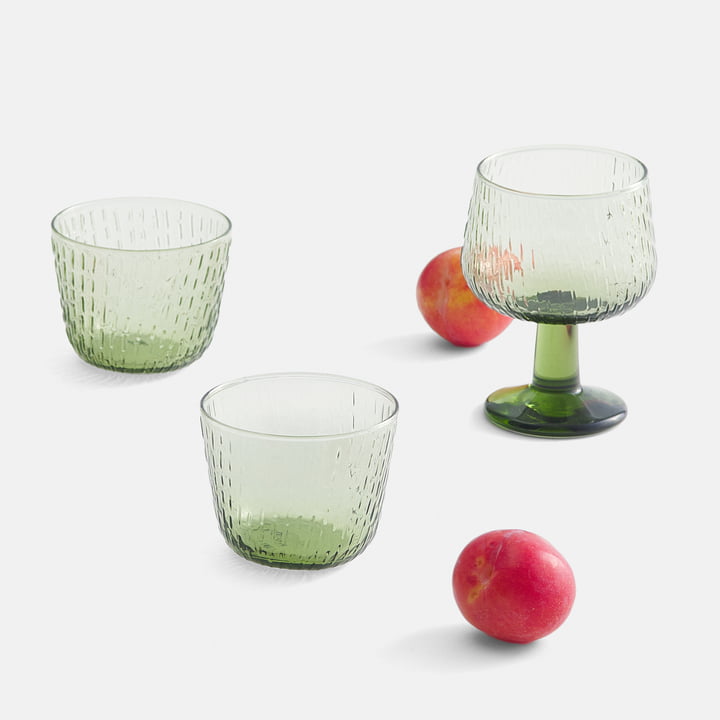 Syksy Glas und Weinglas, olive von Marimekko