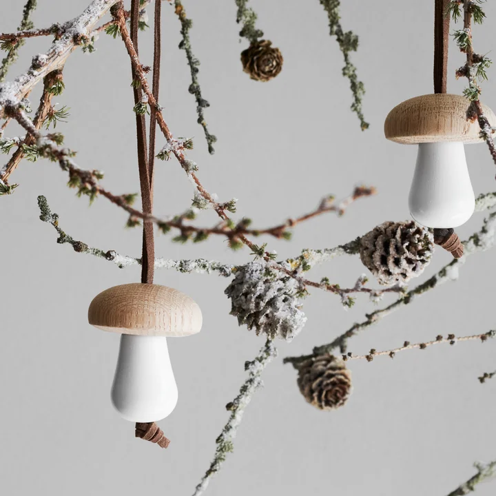 Rosendahl - Karen Blixens Christmas Nordic Tales Anhänger, Pilz, Ø 4,5 cm, weiß