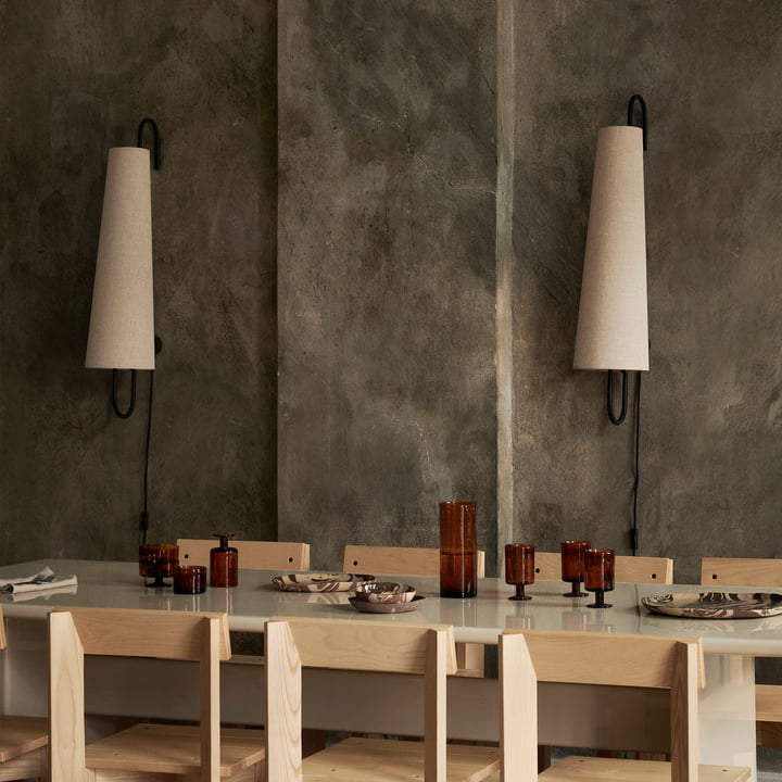 Ancora Wandleuchte 100, schwarz / Natur von Ferm Living