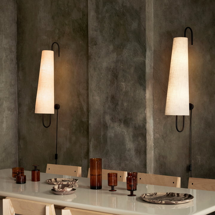 Ancora Wandleuchte 100, schwarz / Natur von Ferm Living