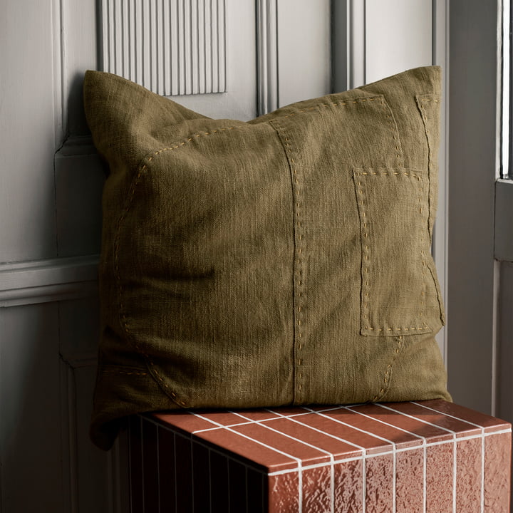 ferm Living - Darn Kissen, 50 x 50 cm, dark taupe