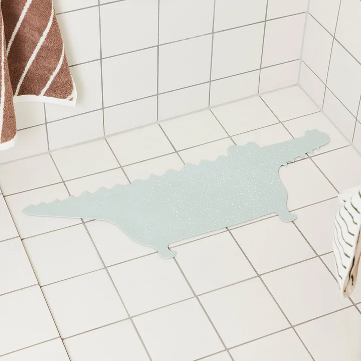 OYOY - Antirutsch Badematte, Krokodil Gustav, pale mint