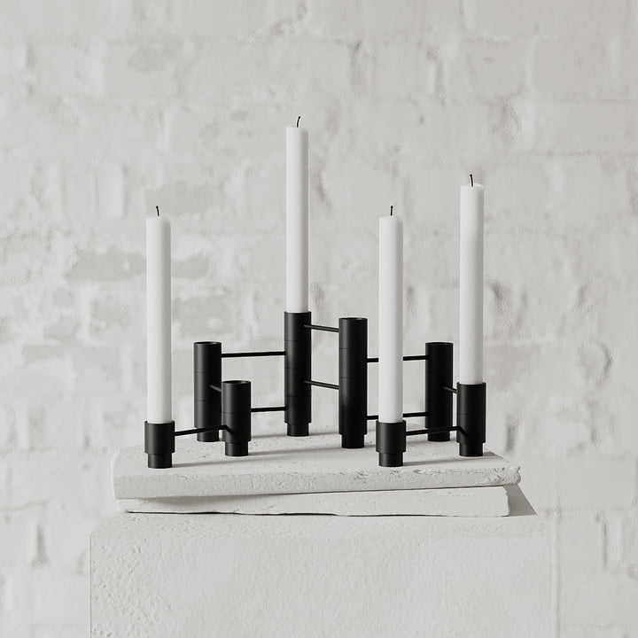 Kerzenhalter Structure, schwarz von Nichba Design